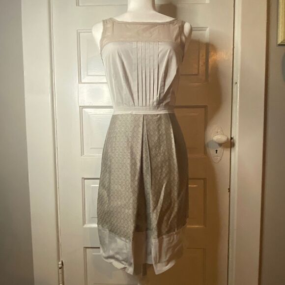 BCBGMaxAzria Nude Shoulder Pleated Dress - Picture 1 of 15